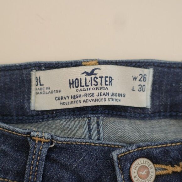 Hollister Curvy High Rise Jegging Legging Blue Denim Jeans 26 / 29 Distressed Fa - Picture 6 of 7
